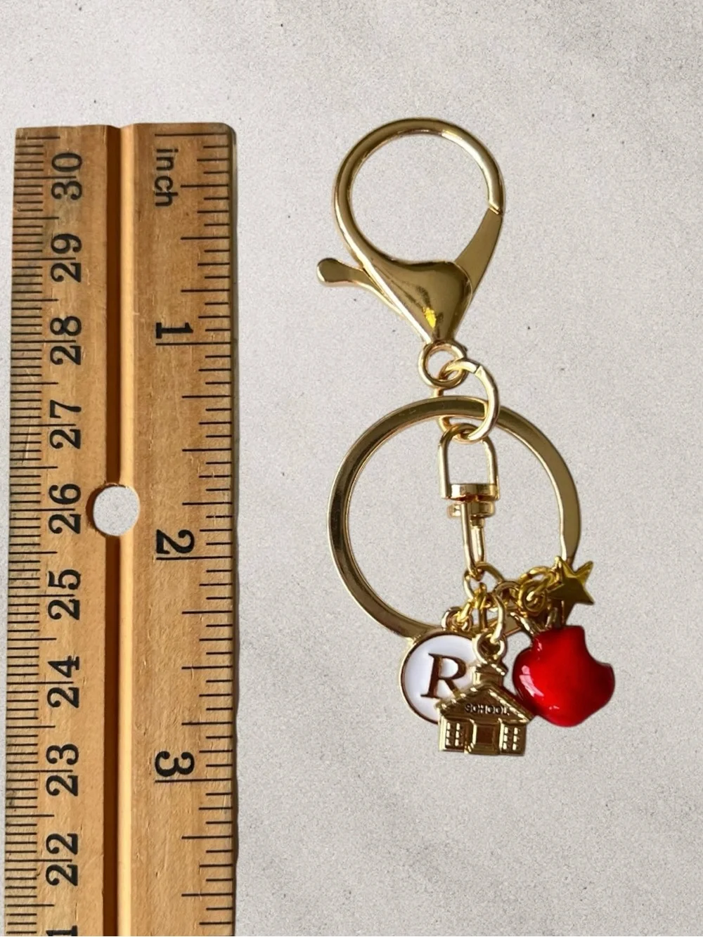 Monogram Mug Charm Keychain - Personalized Initial Letter in Gold & White